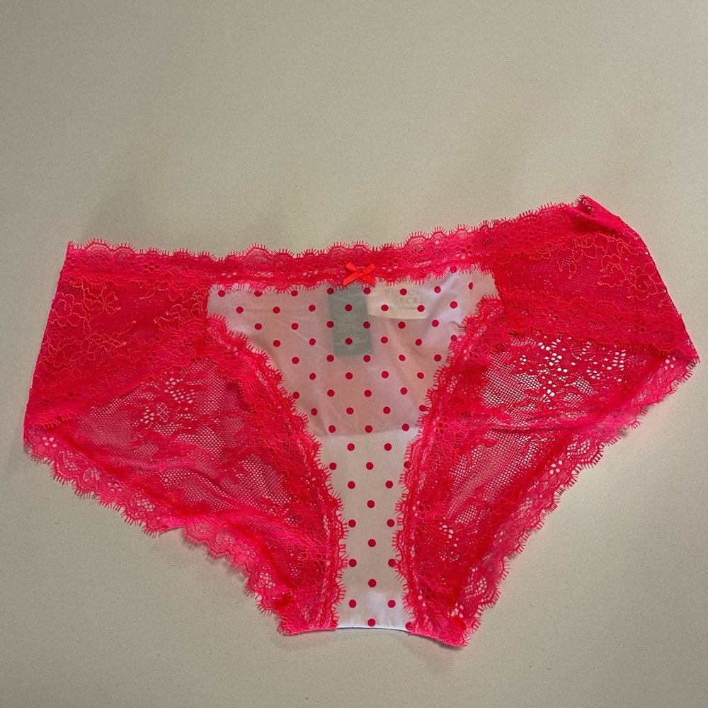 Victoria’s Secret NWT Size S white and pink lace trim bikini panty underwear